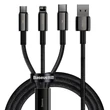 Baseus Tungsten Gold Gyorstöltő / adatkábel 3 az 1-ben Lightning + USB-C + Micro USB 3,5 A [1.5 m] fekete