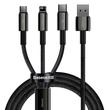 Baseus Tungsten Gold Gyorstöltő / adatkábel 3 az 1-ben Lightning + USB-C + Micro USB 3,5 A [1.5 m] fekete