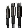 Baseus Tungsten Gold Gyorstöltő / adatkábel 3 az 1-ben Lightning + USB-C + Micro USB 3,5 A [1.5 m] fekete