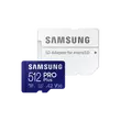 SAMSUNG PRO PLUS 512GB microSD + adapter CL10 UHS-I U3 (160/120 MB/s)