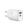 Joyroom gyorstöltő Dual USB [USB-A és USB-C] 20W 3.0 Fehér