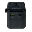 Verbatim utazási adapter UTA-02 USB-C PD és USB-A QC portokkal, fekete