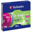 Verbatim CD-RW Colour 12X Lemez - Slim Tokban (5)