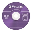 Verbatim CD-RW Colour 12X Lemez - Slim Tokban (5)