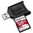 KINGSTON CANVAS REACT PLUS SDXC + KÁRTYAOLVASÓ 128GB CL10 UHS-II U3 V90 