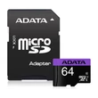 ADATA PREMIER MICRO SDXC + ADAPTER 64GB CL10 UHS-I U1 (80 MB/s olvasási sebesség)
