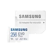 SAMSUNG EVO PLUS MICRO SDXC + ADAPTER 256GB CL10 UHS-I (130 MB/s olvasási sebesség)