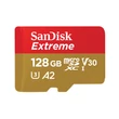 SANDISK EXTREME MICRO SDXC + ADAPTER 128GB CL10 UHS-I U3 V30 A2 (160 MB/s olvasási sebesség)