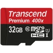 TRANSCEND PREMIUM MICRO SDHC + ADAPTER 32GB CL10 UHS-I U1 (60 MB/s olvasási sebesség)