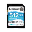 KINGSTON CANVAS GO SDXC 512GB CL10 UHS-I U3 V30 (170 MB/s olvasási sebesség)