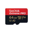 SanDisk Extreme Pro 64GB Micro SDXC U3 V30 + Adapter (200/90 MB/s)