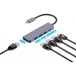 Platinet USB-C - 4× USB-A 3.2 Gen1 + 1× USB-C PD 100W hub, 5 az 1-ben, alumínium