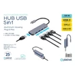 Platinet USB-C - 4× USB-A 3.2 Gen1 + 1× USB-C PD 100W hub, 5 az 1-ben, alumínium