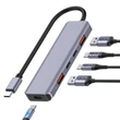 Platinet USB-C 5 az 1-ben HUB, 2× USB-A 3.2 Gen2 + 2× USB-C 3.2 Gen2 + 1× USB-C PD 100W, alumínium