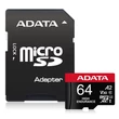 Adata High Endurance micro SDXC + adapter 64GB CL10 UHS-I U3 V30S A2 (100/80 MB/s)