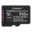 Kingston Canvas Select Plus micro SDXC 512GB Class 10 UHS-I U3 V30 A1 (150 MB/s olvasási sebesség)
