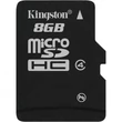 Kingston 8GB Micro SDHC Memóriakártya Class 4 + Adapter