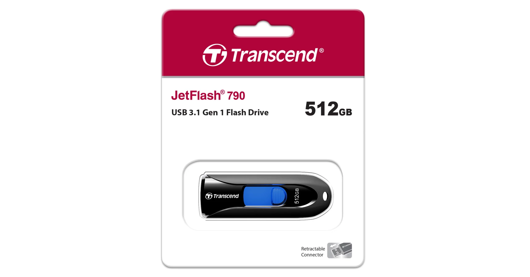 Transcend 512GB Jetflash 790 pendrive [USB 3.1] Fekete