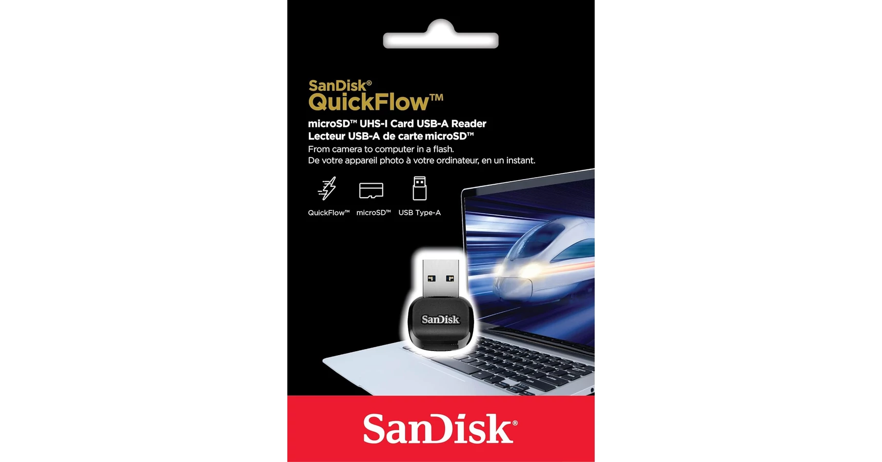 SanDisk QuickFlow microSD kártyaolvasó USB-A csatlakozással 250 MB/s ...