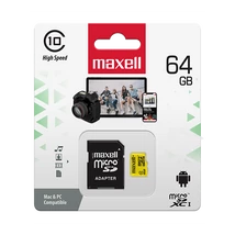 Maxell Yellow 64GB micro SDXC memóriakártya adapterrel Class 10 UHS-I U1 (80 MB/s olvasási sebesség) Maxell Yellow 64GB micro SDXC memóriakártya adapterrel Class 10 UHS-I U1 (80 MB/s olvasási sebesség)