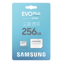 Samsung EVO Plus Micro SDXC memóriakártya 256GB Class 10 UHS-I adapterrel 160 MB/s olvasási sebességgel