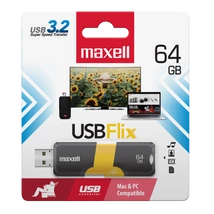 Maxell FLIX pendrive 64GB USB 3.2 - fekete-sárga