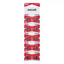 Maxell LR43 alkáli gombelem 1,5V - ezüst (2 db)