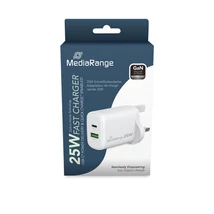 MediaRange GaN hálózati töltő 25W USB-A és USB-C csatlakozással UK-Plug - fehér