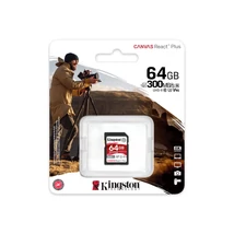 Kingston Canvas React Plus SDXC memóriakártya 64GB CL10 UHS-II U3 V90 - fekete (300/260 MB/s)