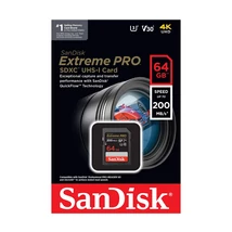 SanDisk Extreme Pro SDXC memóriakártya 64GB CL10 UHS-I U3 V30 (200/90 MB/s) - fekete SanDisk Extreme Pro SDXC memóriakártya 64GB CL10 UHS-I U3 V30 (200/90 MB/s) - fekete