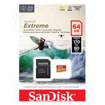 SanDisk Extreme 64GB Micro SDXC CLASS 10 UHS-I U3 A2 V30 + Adapter (170/80 MB/s)