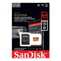 SanDisk Extreme 64GB microSDXC memóriakártya adapterrel U3 V30 170/80 MB/s