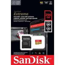 SanDisk Extreme Micro SDXC memóriakártya + adapter 256GB UHS-I U1 V30 (190/130 MB/s)