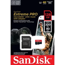 SanDisk Extreme Pro 128GB Micro SDXC U3 V30 memóriakártya adapterrel (200/90 MB/s)