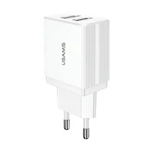 USAMS T24 töltőfej 2XUSB 2.1A, Fehér, US-CC090