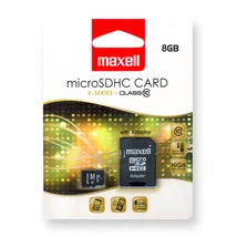 Maxell X-series 8GB micro SDHC memóriakártya Class 10 adapterrel - fekete (D1284)
