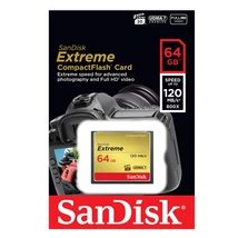 SanDisk Extreme CompactFlash memóriakártya 64GB UDMA7 VPG-20 120 MB/s olvasási sebességgel - sárga-piros (D2894)