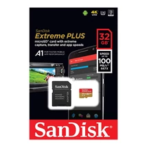 SANDISK EXTREME PLUS MICRO SDHC + ADAPTER 32GB CL10 UHS-I U3 V30 A1 (95/90 MB/s)
