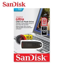 SanDisk Cruzer Ultra pendrive 32GB USB 3.0 - fekete (100 MB/s olvasási sebesség)