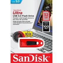 SanDisk Cruzer Ultra pendrive 32GB USB 3.0 100 MB/s olvasási sebességgel - piros