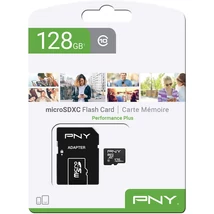 PNY Performance Plus microSDXC memóriakártya SD adapterrel 128GB Class 10 100MB/s - fekete
