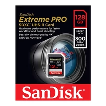 SanDisk Extreme Pro SDXC memóriakártya fényképezőgépekhez UHS-II V90 U3 Class 10 128GB (300/260 MB/s)
