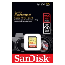 SanDisk Extreme SDXC memóriakártya 256GB Class 10 UHS-I U3 V30 90/60 MB/s