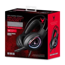 Varr VH8010L gaming fejhallgató RGB LED világítással mikrofonnal 3,5 mm és USB csatlakozással - fekete