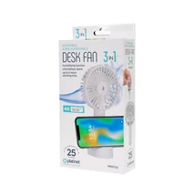 Platinet 3 az 1-ben újratölthető asztali ventilátor telefontartóval és párásítóval 1200 mAh - fehér