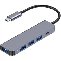 Platinet USB-C - 4× USB-A 3.2 Gen1 + 1× USB-C PD 100W hub, 5 az 1-ben, alumínium