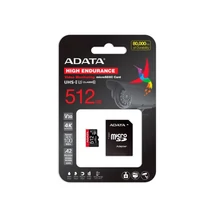 ADATA High Endurance micro SDXC memóriakártya adapterrel 512GB CL10 UHS-I U3 V30S A2 (100/85 MB/s)