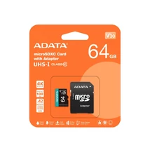 Adata Premier PRO micro SDXC + adapter 64GB CL10 UHS-I U3 V30 A2 (100/80 MB/s)