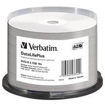 Verbatim DVD-R 16X 4.7GB tintasugaras nyomtatható lemez DataLifePlus Professional - 50 db/henger