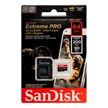 SanDisk Extreme Pro 64GB Micro SDXC U3 V30 memóriakártya adapterrel (200/90 MB/s)